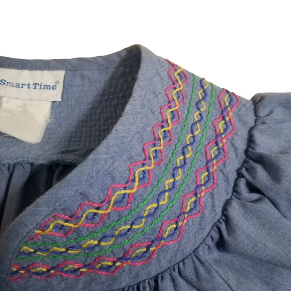 Smart Time Vtg House Dress 1X Mumu Full Zip Pockets Embroidered Lounge Duster - Picture 10 of 10